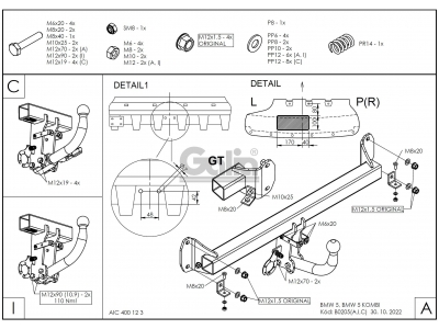 Фаркоп оцинкованный Galia шар C съемный для BMW 5 F10/F11/GT F07 2010-2016